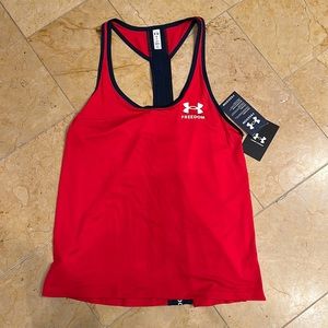 NWT Sm under armour red “Freedom” pattern racerback tank